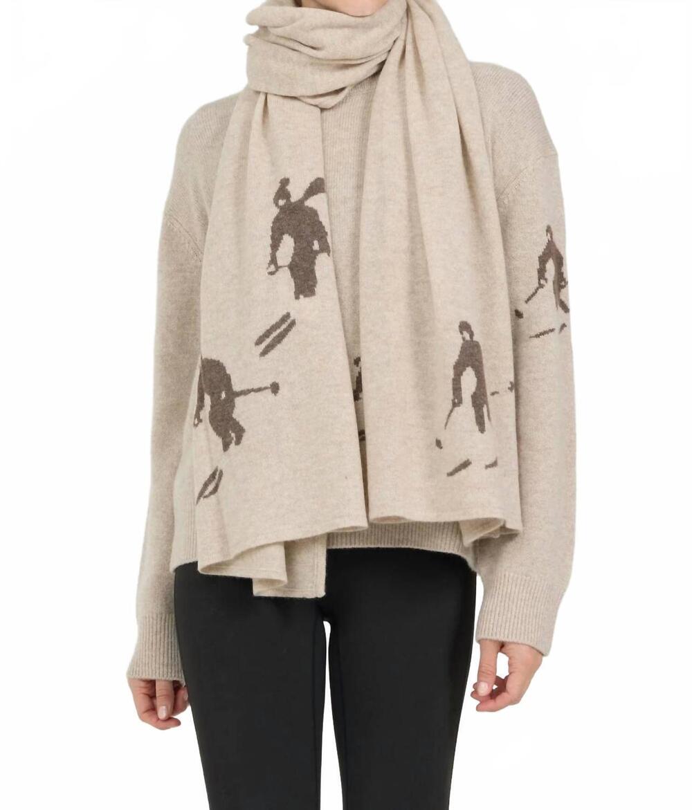 NEW ONE GREY DAY women's resort travel scarf in biscuit combo